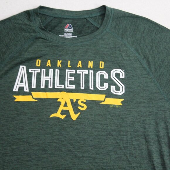 Majestic Men Green Tee Shirt Oakland Athletics A's Light Weight Size XL - Picture 3 of 11